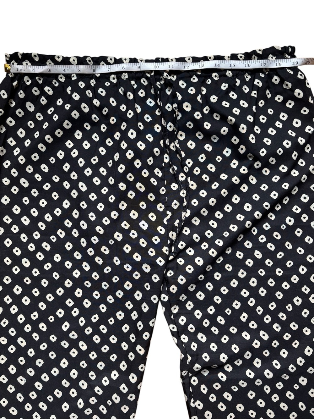 Drawstring Paperbag Waist Black and White Geometric Abstract Loose Fit Pants - Picture 3 of 8